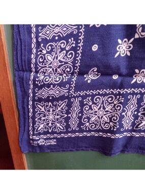 Trunk Up Fast Color Vintage Blue Hanky Bandana Western Cowboy USA COtton 1960s